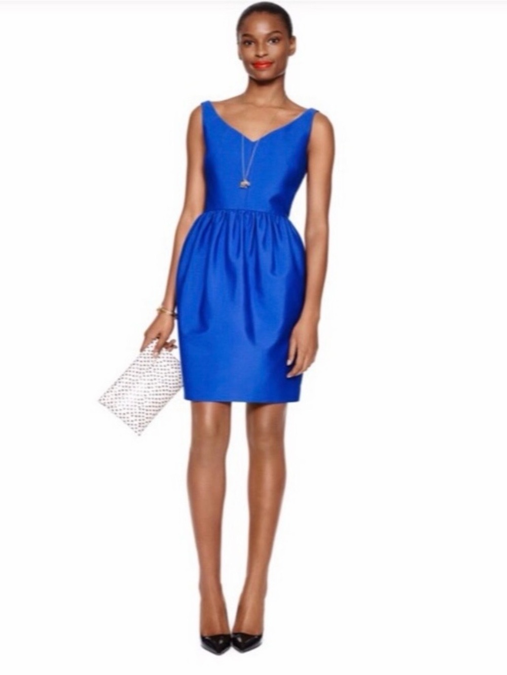 Kate Spade Cupcake Skirt Blue V-Neck Cocktail Dress w/ Pockets Size 8
